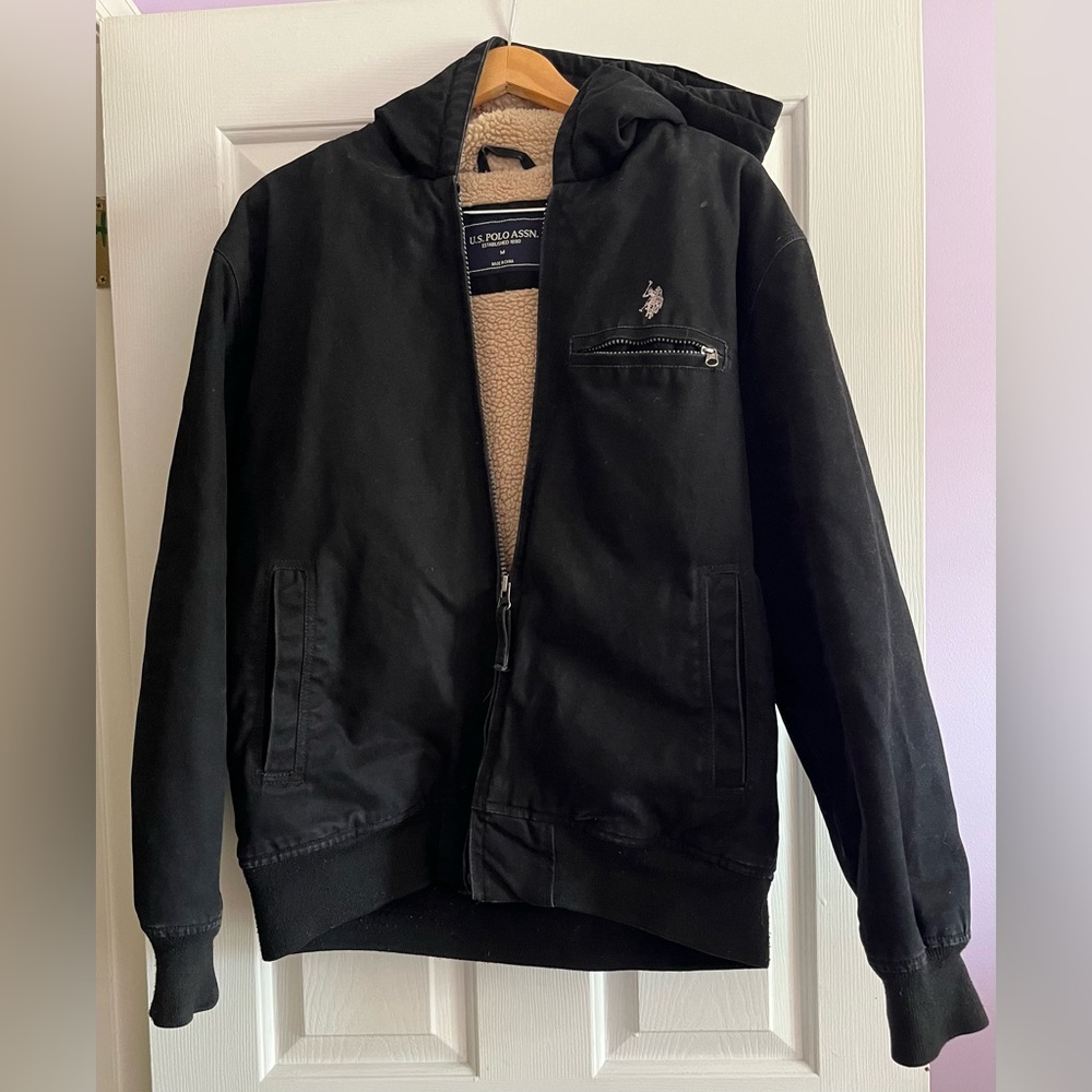 Men’s US Polo Association Hooded Jacket. Size Medium Color Black
